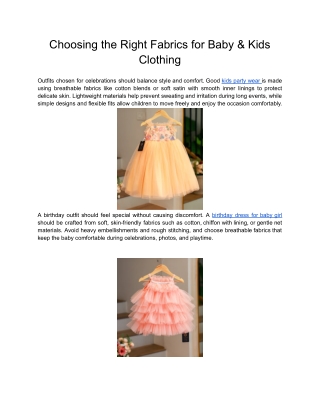 Choosing the Right Fabrics for Baby & Kids Clothing