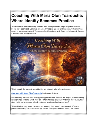 Coaching With Maria Olon Tsaroucha: Where Identity Becomes Practice