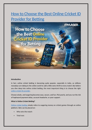 How to Choose the Best Online Cricket ID Provider for Betting