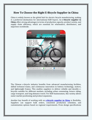 How To Choose the Right E-Bicycle Supplier in China