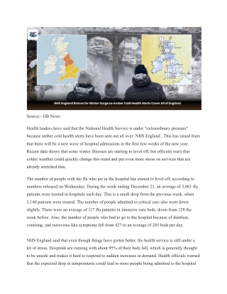 NHS England Braces for Winter Surge as Amber Cold Health Alerts Cover All of England