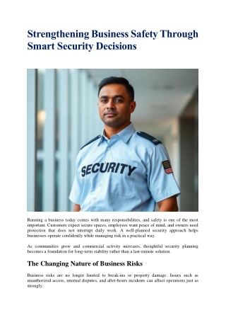 Strengthening Business Safety Through  Smart Security Decisions