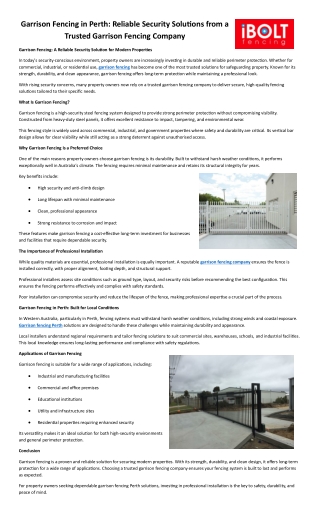 Garrison Fencing in Perth