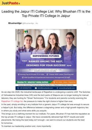 Jaipur iti collegelist-BhushanITI