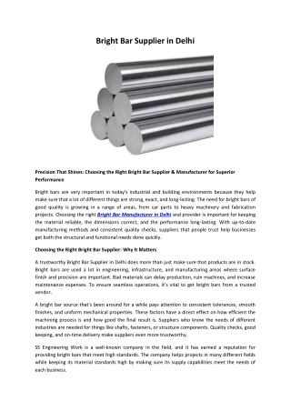 Bright Bar Supplier in Delhi