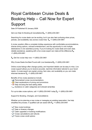 Royal Caribbean Cruise Booking-Help Number USA 2026