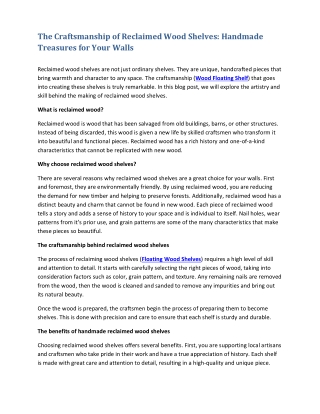 The Craftsmanship of Reclaimed Wood Shelves Handmade Treasures for Your Walls