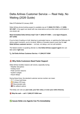 Delta Airlines Customer Service 2026 US Guide