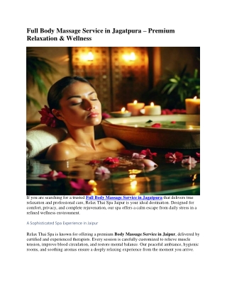 Full Body Massage Service in Jagatpura – Premium Relaxation & Wellness