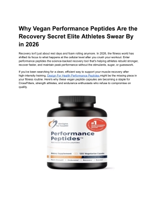 Why Vegan Performance Peptides Are the Recovery Secret Elite Athletes Swear By in 2026