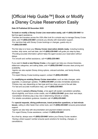 Help Guide Book or Modify a Disney Cruise Reservation Easily