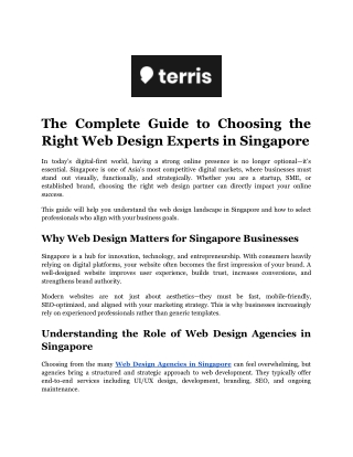 The Complete Guide to Choosing the Right Web Design Experts in Singapore