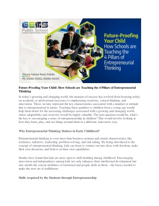 Future-Proofing Your Child: How Schools are Teaching the 4 Pillars of Entreprene