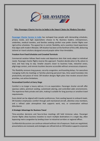 Why Passenger Charter Service in India is the Smart Choice for Modern Travelers