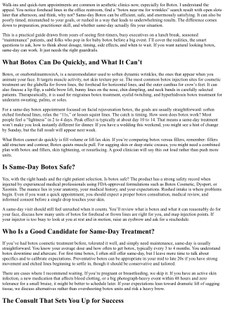 Same-Day Botox: What to Consider Before You Book