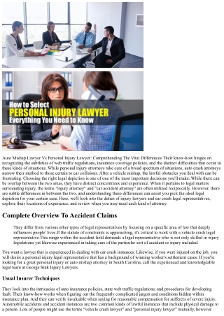 Car Accident Attorney Vs Personal Injury Legal Representative: What's The Distin