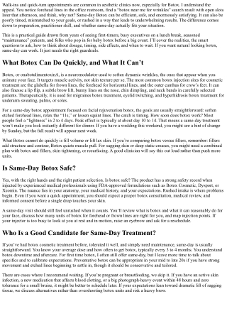 Same-Day Botox: What to Consider Before You Book