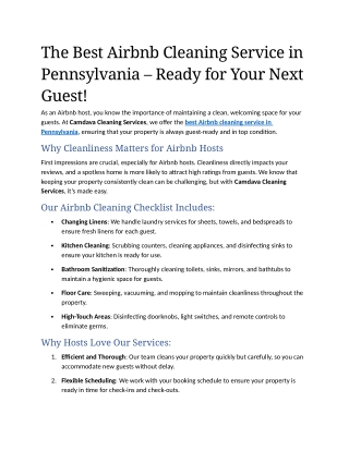 5- The Best Airbnb Cleaning Service in Pennsylvania – Ready for Your Next Guest!