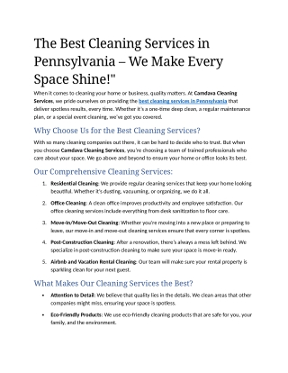 6- The Best Cleaning Services in Pennsylvania – We Make Every Space Shine!