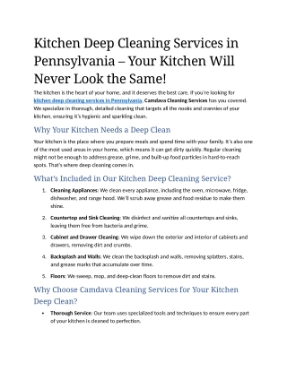 7- Kitchen Deep Cleaning Services in Pennsylvania – Your Kitchen Will Never Look the Same!