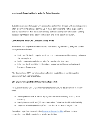 Investment Opportunities in India for Dubai Investors