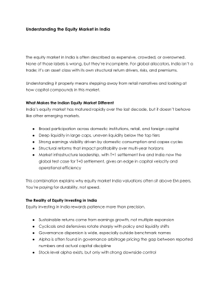 Understanding the Equity Market in India