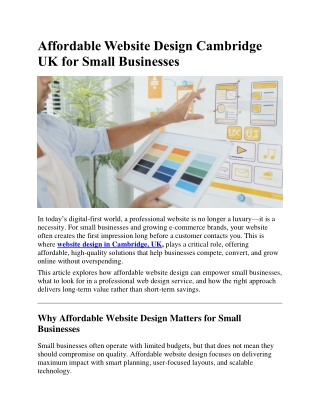 Affordable Website Design Cambridge UK for Small Businesses