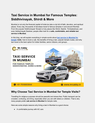 Taxi Service in Mumbai for Famous Temples_ Siddhivinayak, Shirdi & More