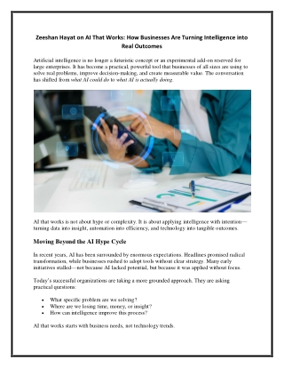 Zeeshan Hayat on AI That Works - How Businesses Are Turning Intelligence into Real Outcomes