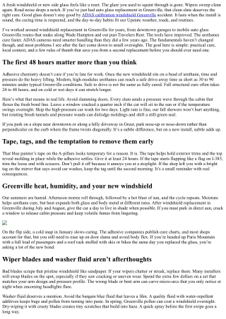 Auto Glass Replacement Greenville: Caring for Your New Glass