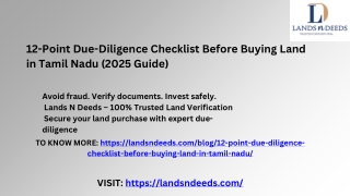 12-Point Due-Diligence Checklist Before Buying Land in Tamil Nadu (2025 Guide)