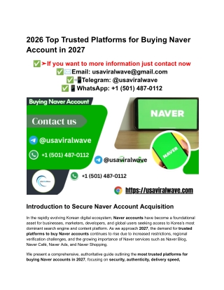 2026 Top Trusted Platforms for Buying Naver Account in 2027