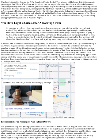 Identifying Responsibility For A Dooring Crash