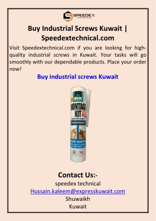 Buy Industrial Screws Kuwait  Speedextechnical.com
