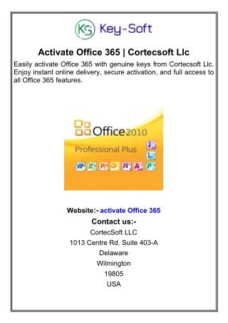 Activate Office 365  Cortecsoft Llc