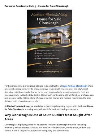 Exclusive Residential Living – House for Sale Clonskeagh