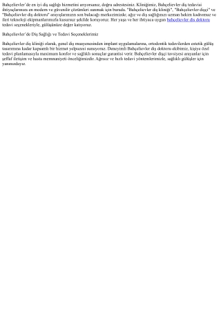 Bahçelievler Diş Kliniği | Profesyonel Diş Hekimliği Hizmetleri