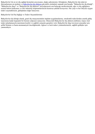 Bahçelievler Diş Kliniği | Profesyonel Diş Hekimliği Hizmetleri