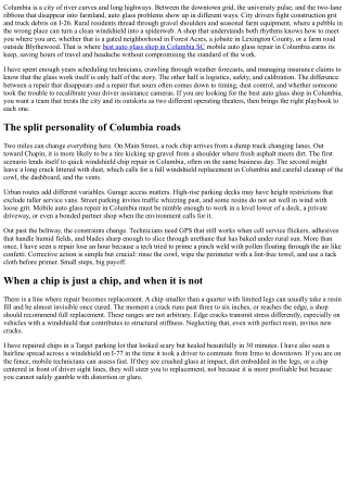 Mobile Auto Glass Repair in Columbia: Rural and Urban Coverage