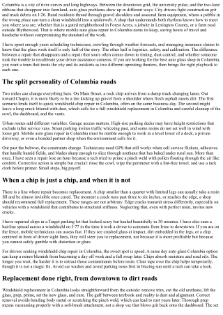 Mobile Auto Glass Repair in Columbia: Rural and Urban Coverage