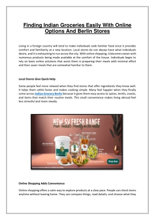 Finding Indian Groceries Easily With Online Options And Berlin Stores