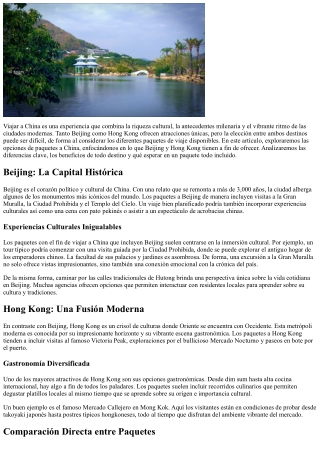 Con el fin de  entre Distintos Paquetes de Viaje a Beijing y Hong Kong