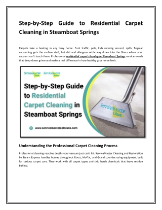 Step by Step Guide to Residential Carpet Cleaning in Steamboat Springs
