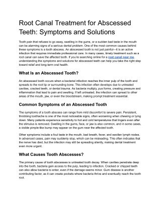 Root Canal Treatment for Abscessed Teeth_ Symptoms and Solutions