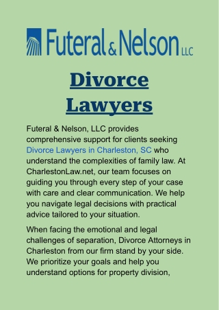 Divorce Lawyers in Charleston, SC: Dedicated Family Law Representation