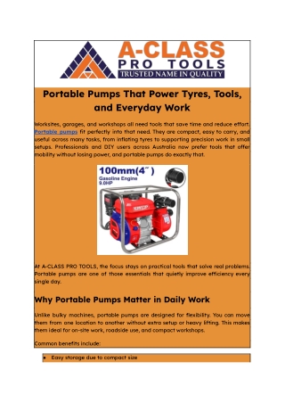 Portable Pumps That Power Tyres, Tools, and Everyday Work
