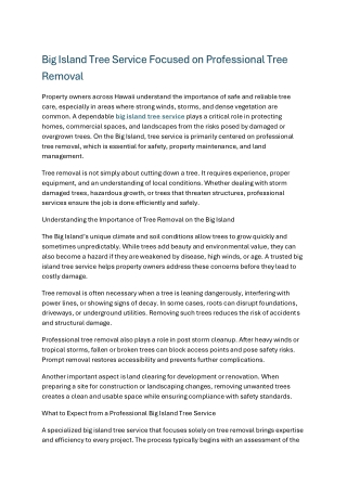 Big Island Tree Service Focused on Professional Tree Removal