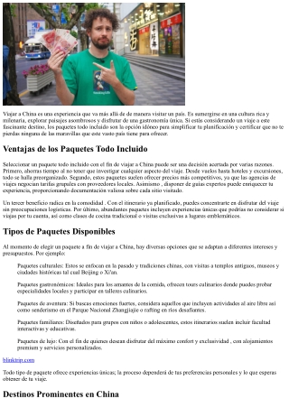 Explora varios Ofertas Todo Incluido  a fin de Viajar al gigante asiático