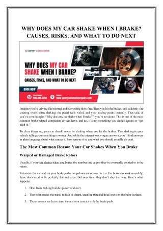 Why Does My Car Shake When I Brake?