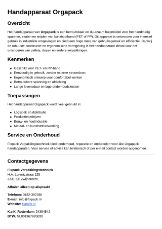 handapparaat orgapack